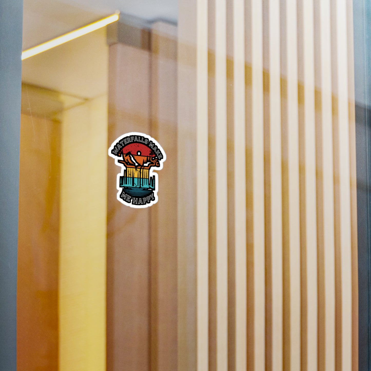 Waterfalls Make Me Happy - Camping Sticker for Laptop Sticker. Water Bottle Sticker, Vinyl Camper Decal - Camping Gift