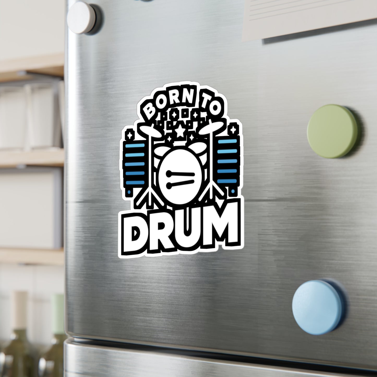 Born to drum - Audio-engineer Sticker for Laptop Sticker. Water Bottle Sticker, Vinyl Monitor Decal - Audio-engineer Gift