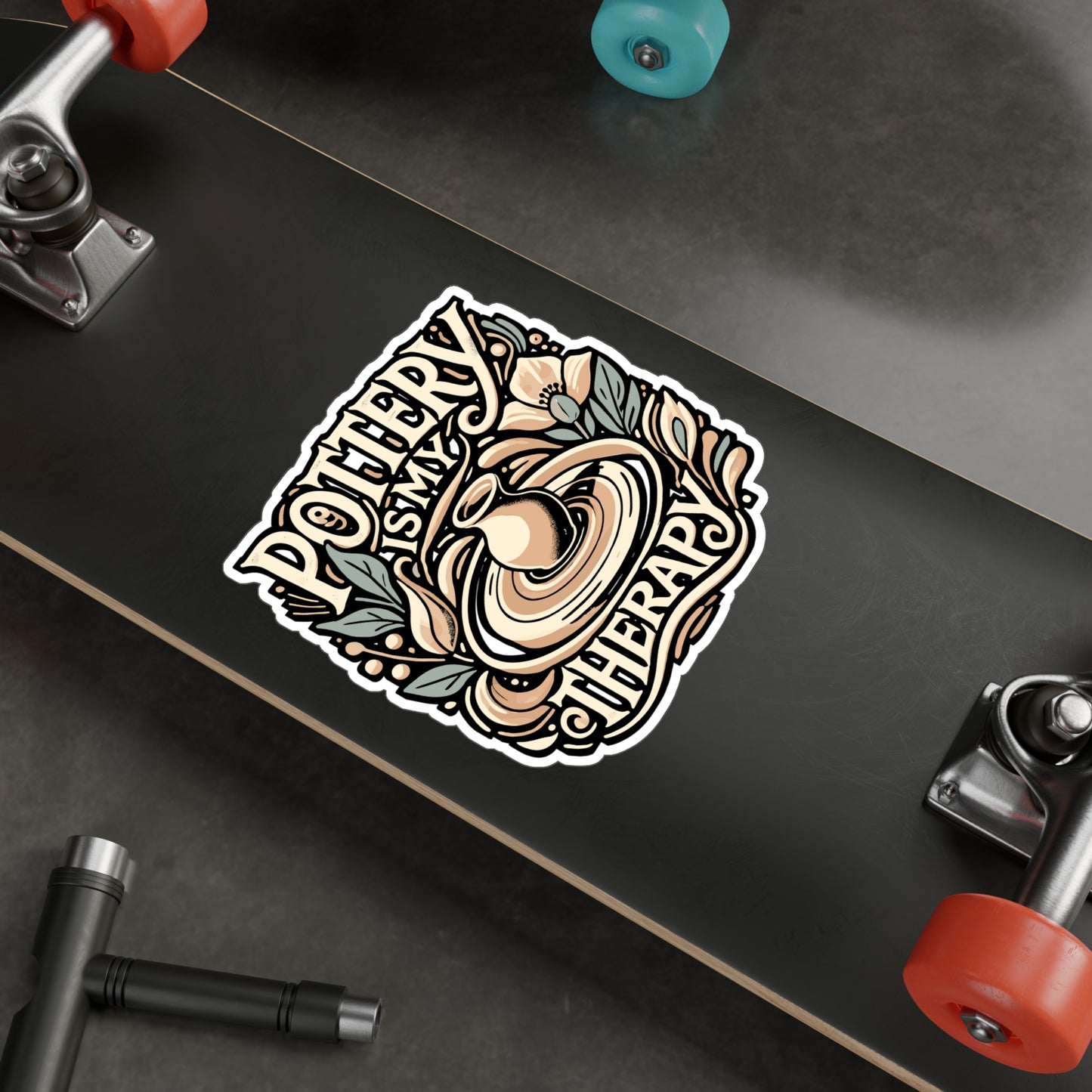 Pottery Is My Therapy – Vinyl Sticker for Laptop or Water Bottle | Ceramic Artist Gift, Clay Making Decal