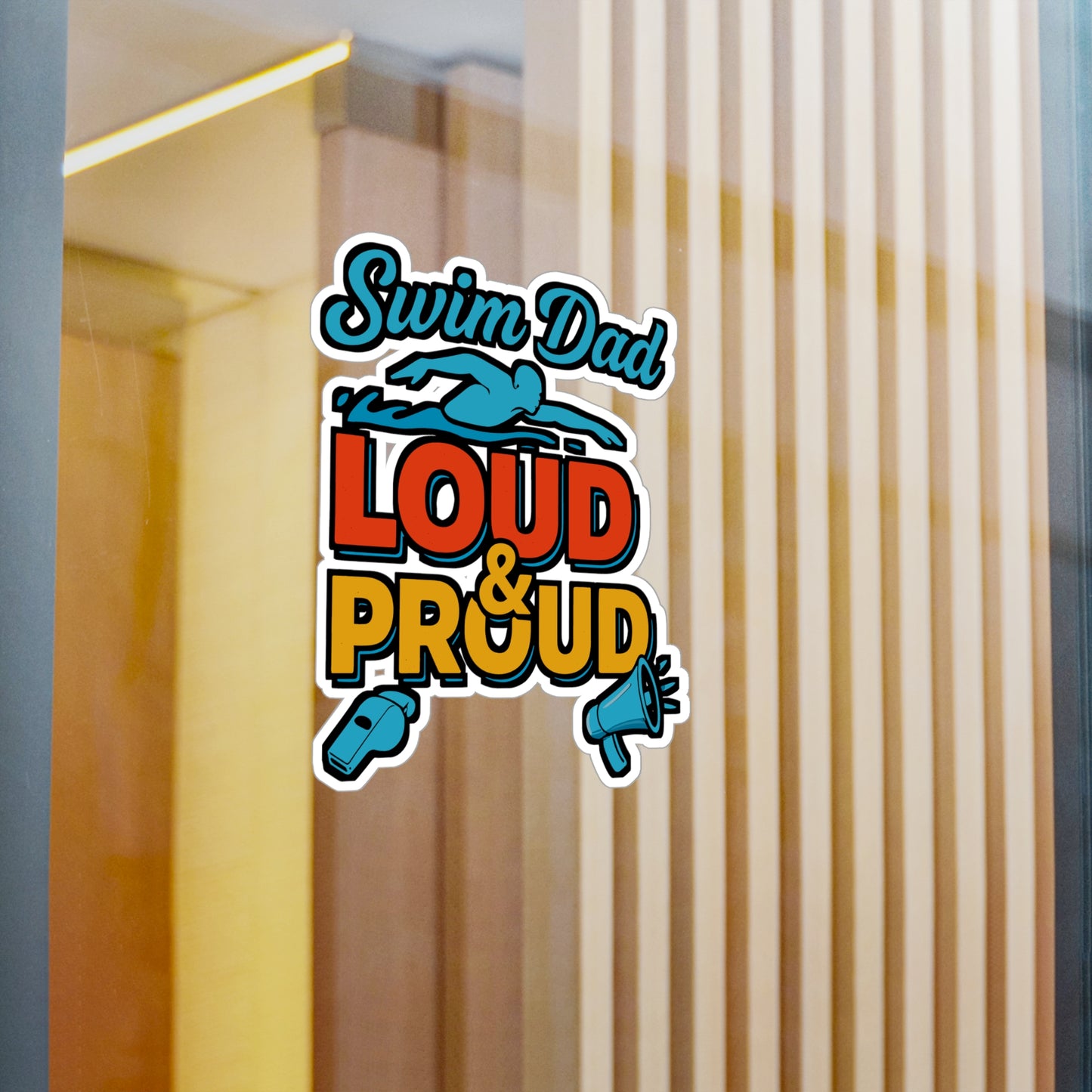 Swim Dad Loud & Proud – Swimming Sticker for Laptop, Water Bottle & Vinyl Decal | Mermaid Swim Gift