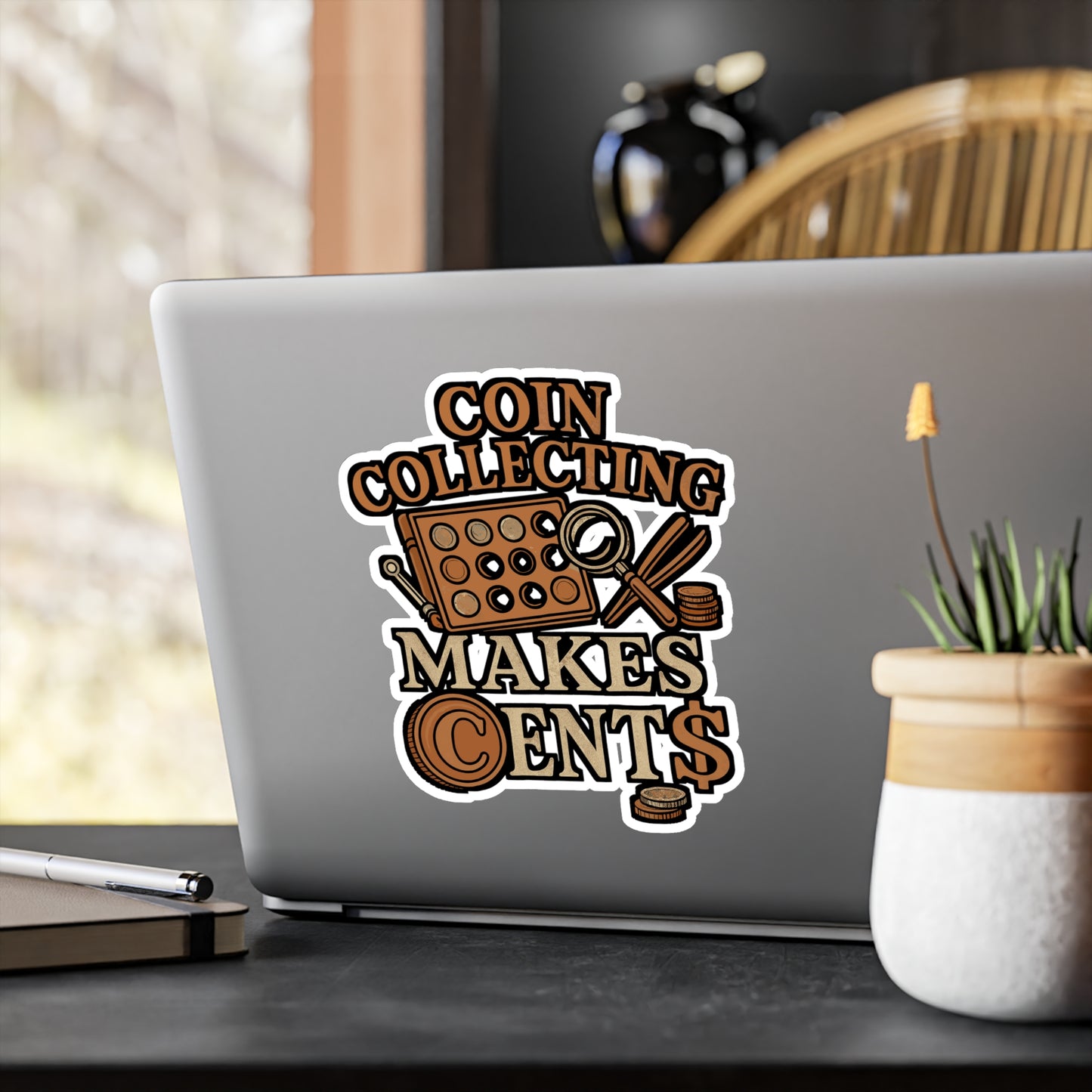 Coin Collecting Makes Cents – Coin Collection Sticker for Laptop, Water Bottle & Hobbyist Gifts