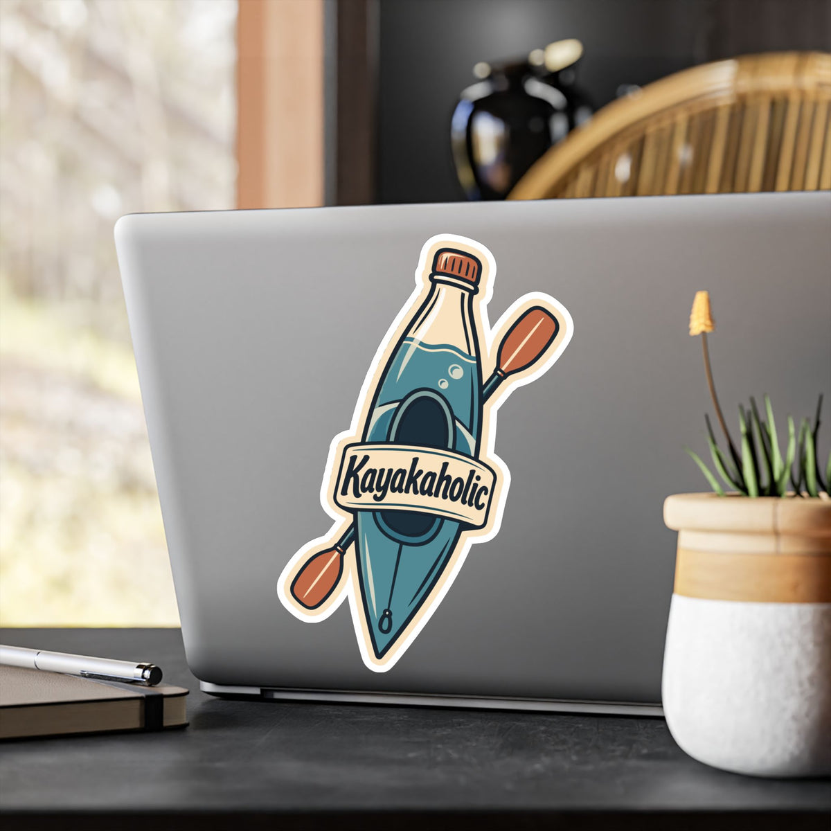 Kayak Sticker - Kayakaholic Decals for Kayaking and Rowing Fans, Kayaker Design for Laptop or Water Bottle