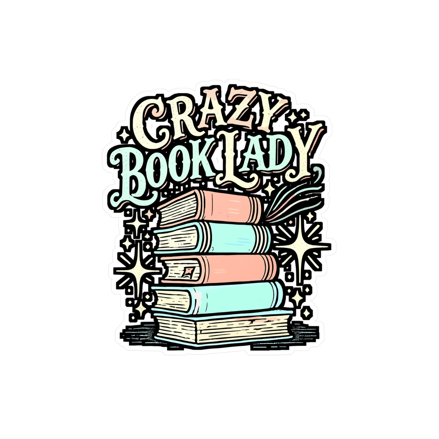 Crazy Book Lady – Vinyl Book Sticker for Car Window, Laptop, or Water Bottle | Reading Decal, Funny Librarian Gift