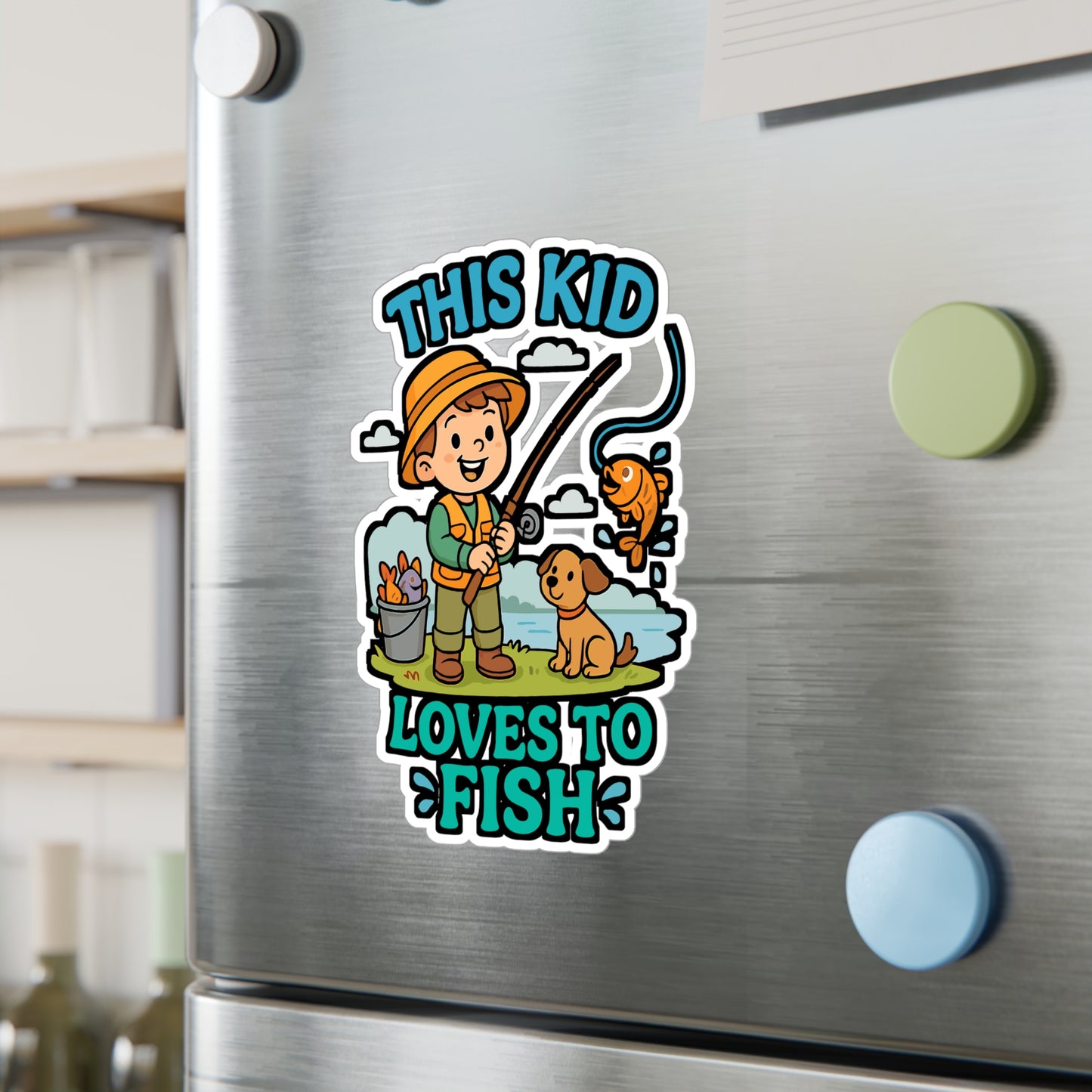 This Kid Loves To Fish - Fishing Sticker for Kids, Laptop, Water Bottle, Gift for Young Anglers