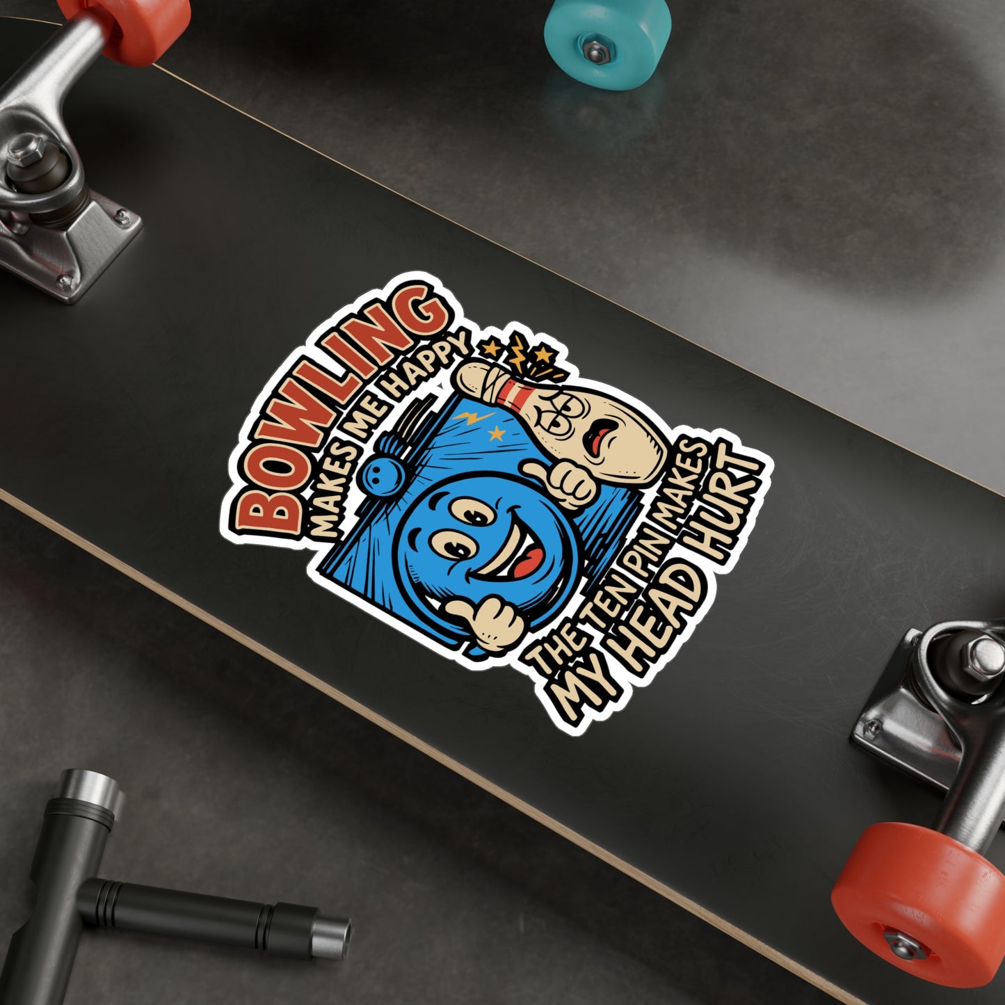 Bowling Makes Me Happy – Funny Ten Pin Sticker for Laptop or Water Bottle | Vinyl Bowling Decal & Gift
