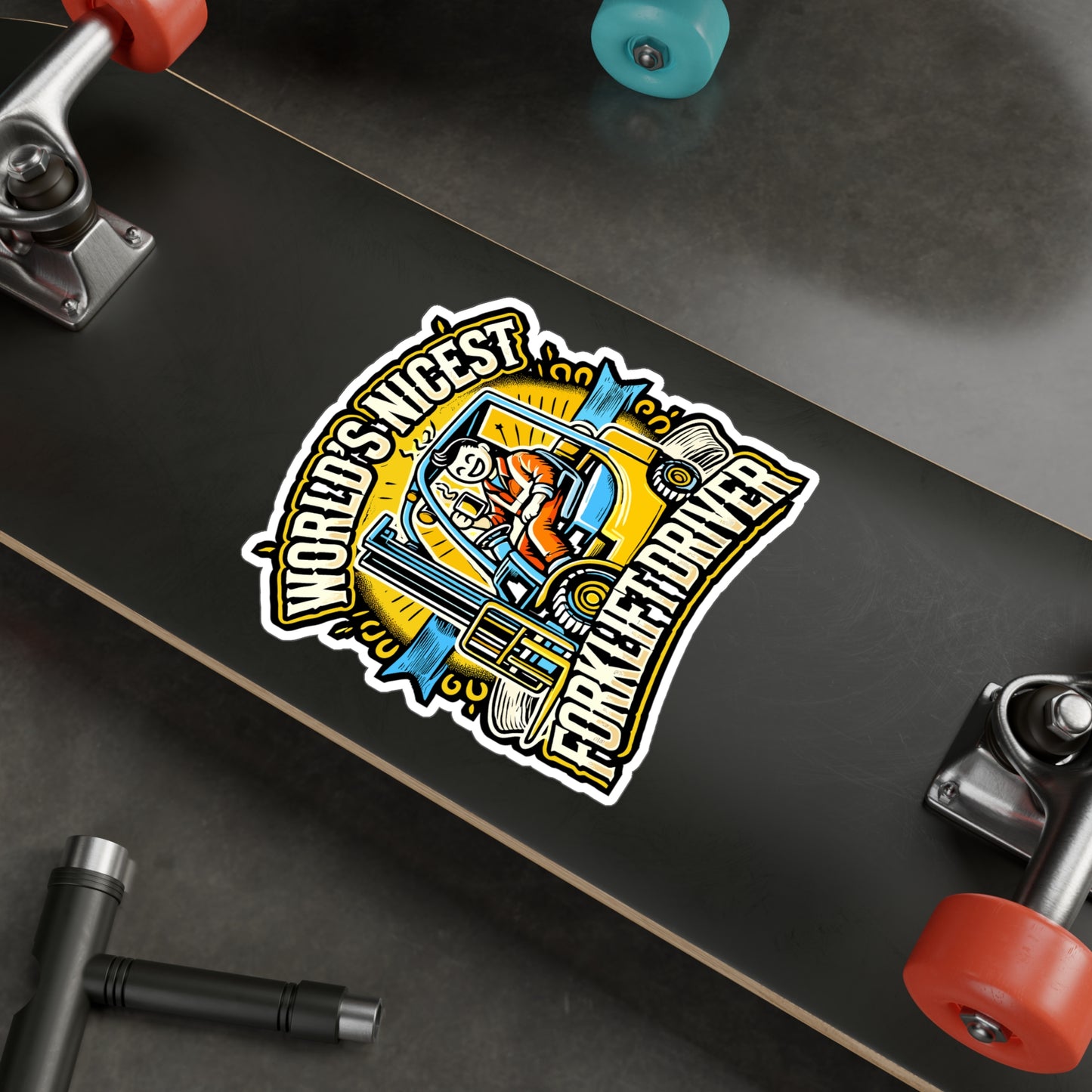 World's Nicest Forklift Driver – Vinyl Sticker for Laptop, Water Bottle & Toolbox | Funny Warehouse Gift