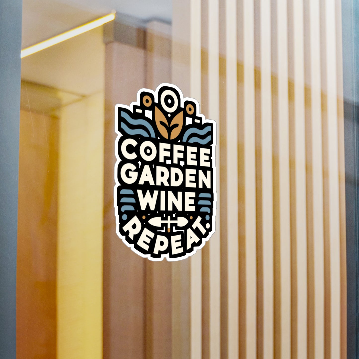 Coffee Garden Wine Repeat - Gardening Sticker for Laptop Sticker. Water Bottle Sticker, Vinyl Landscaper Decal - Gardening Gift