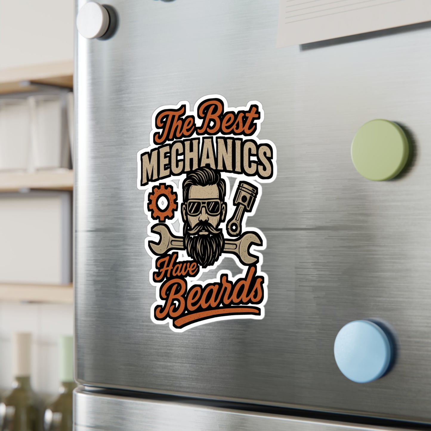 The Best Mechanics Have Beards – Mechanic Sticker for Laptop, Water Bottle & Tool Box | Vinyl Grease Decal, Funny Auto Repair Gift