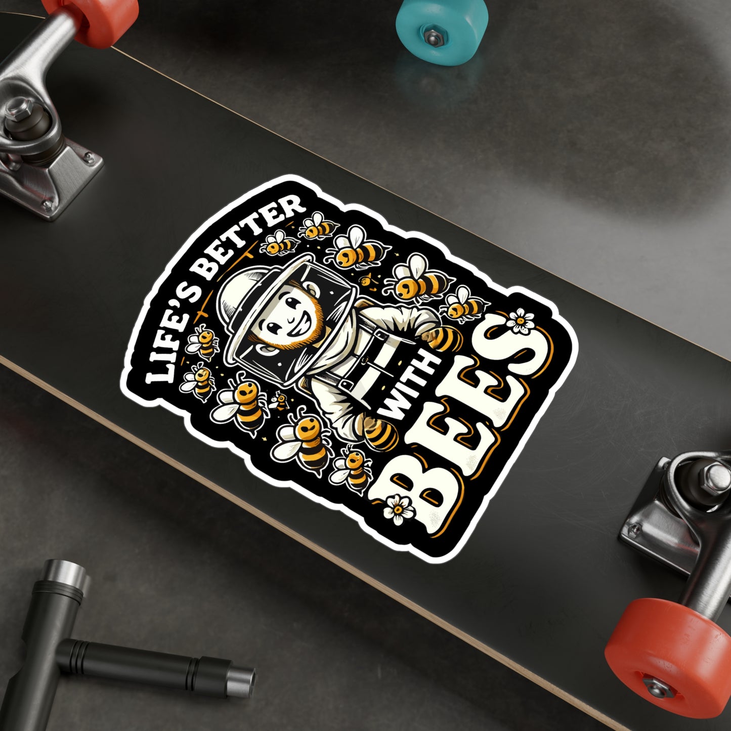 Life's Better with Bees - Beekeeping Sticker for Laptop Sticker. Water Bottle Sticker, Vinyl Brood Decal - Beekeeping Gift