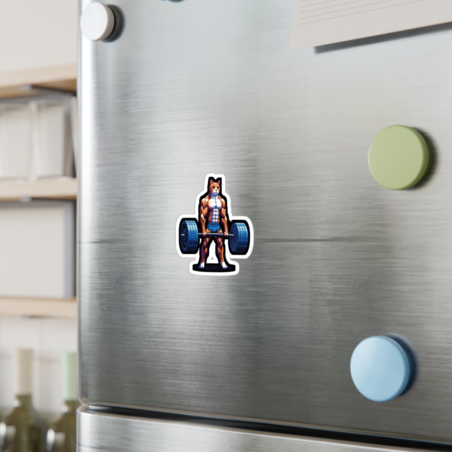 Deadlift Cat Bodybuilding - Weightlifting Sticker for Laptop Sticker. Water Bottle Sticker, Vinyl Muscles Decal - Weightlifting Gift