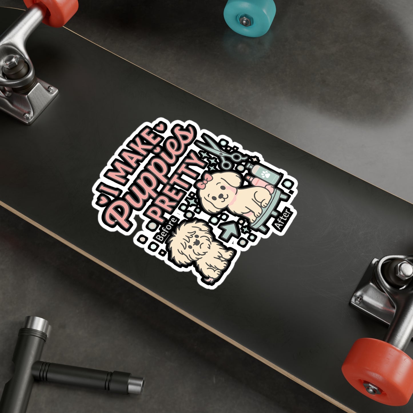 I Make Puppies Pretty - Dog Groomer Sticker for Laptop, Water Bottle - Gift for Pet Groomers & Dog Lovers