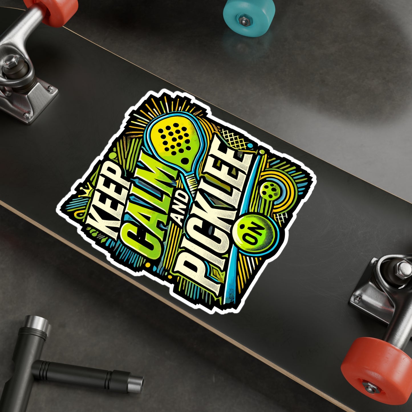 Keep Calm And Pickle On - Pickleball Sticker for Laptop Sticker. Water Bottle Sticker, Vinyl Dink Decal - Pickleball Gift