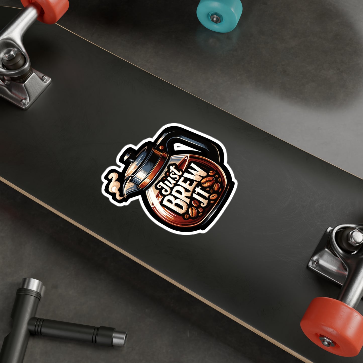 Just Brew It - Coffee Sticker for Car Window Laptop Sticker. Water Bottle Sticker, Vinyl Brew Decal, Caffeine Sticker - Coffee Gift