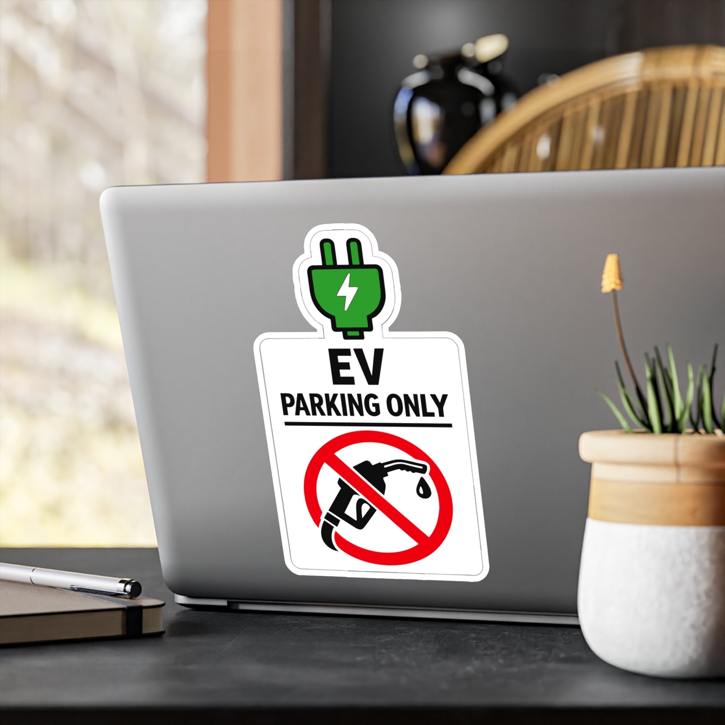 Electric Car Sticker EV Parking Only Decals, Waterproof Vinyl for Laptop Water Bottle, Electric Vehicle Rechargeable Battery Design