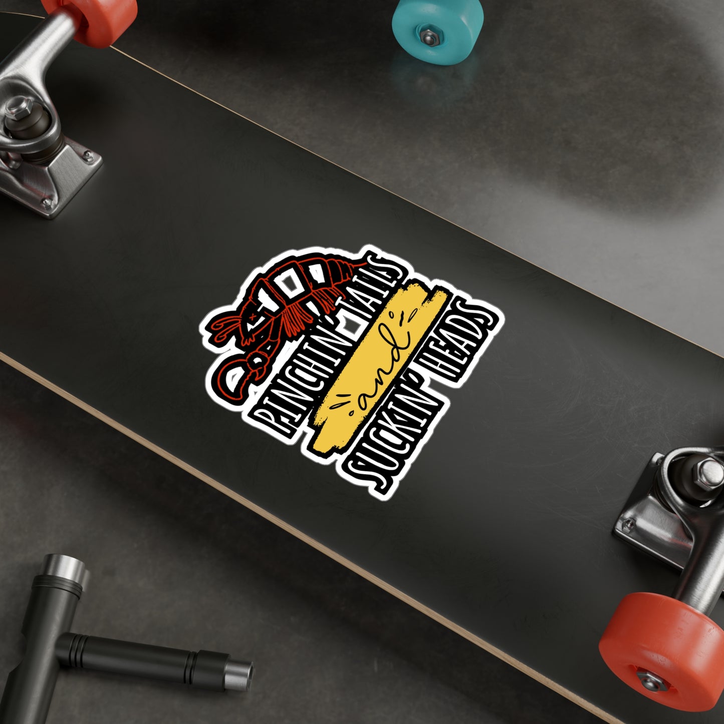 Pinchin' Tails and Suckin' Heads - Crawfish Sticker for Wall, Laptop, Window, Truck, Car Crawfish Gift Vinyl Crayfish Decal Sticker