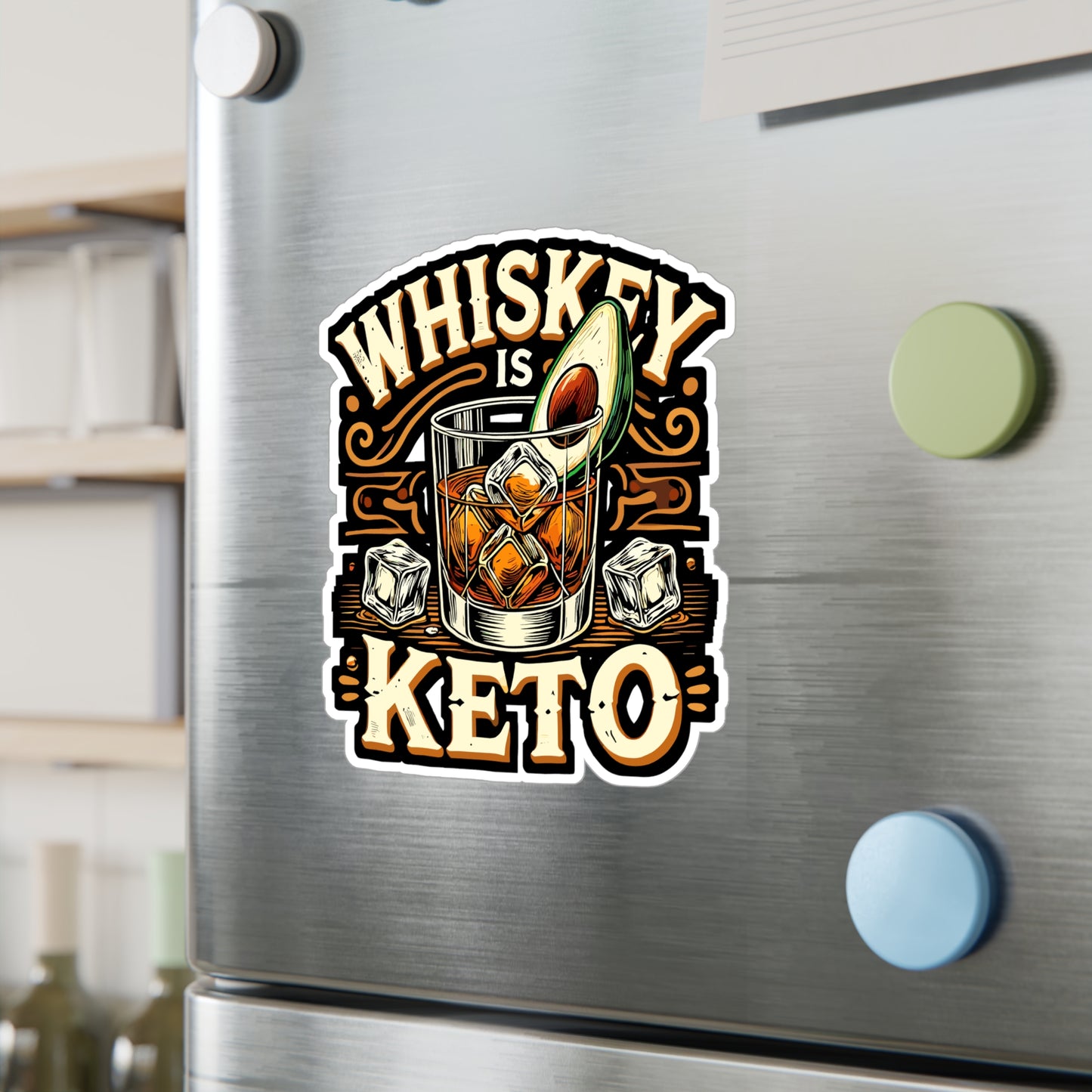 Whiskey Is Keto - Keto Sticker for Car Window Laptop Sticker. Water Bottle Sticker, Vinyl Whiskey Decal, Low carb Sticker - Keto Gift