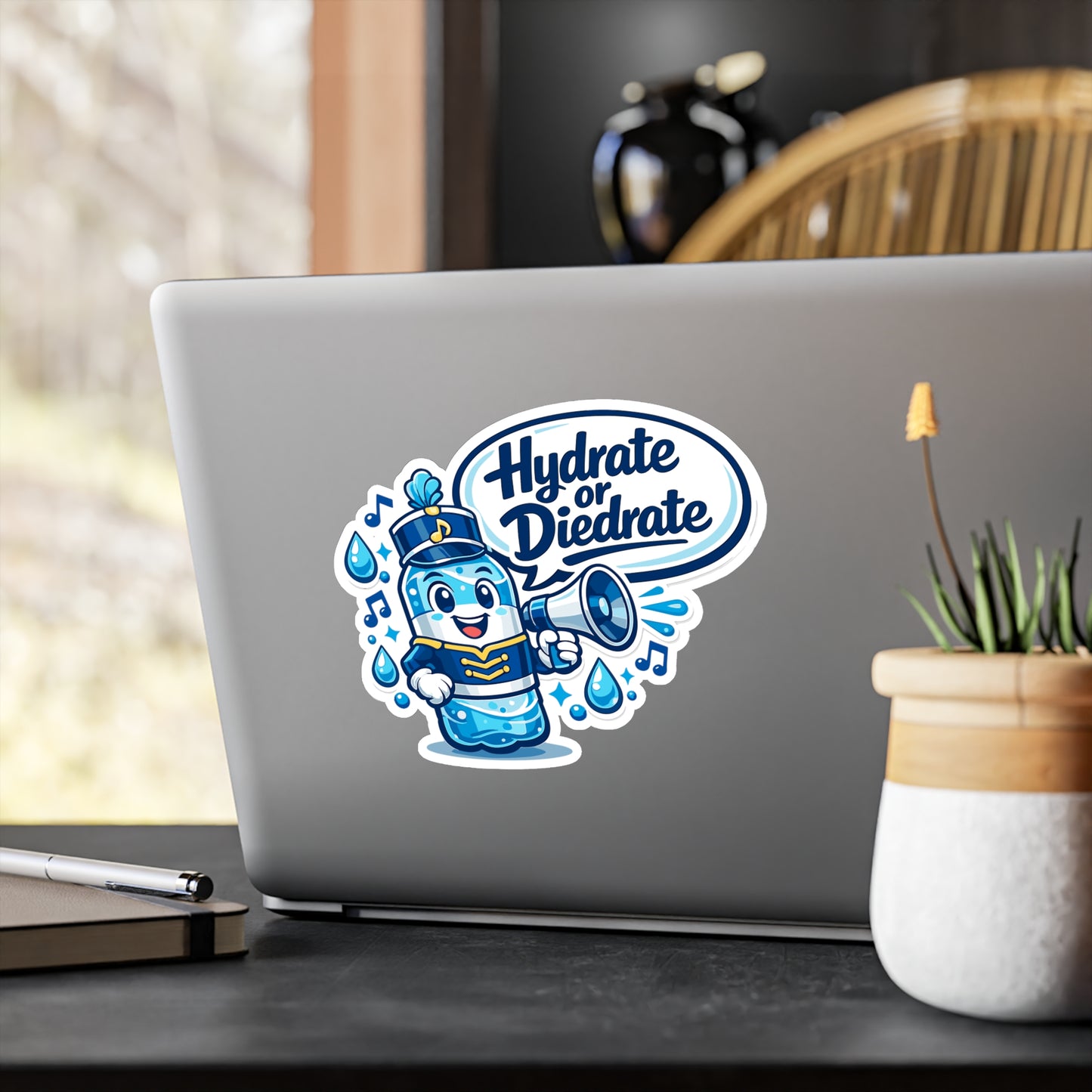 Marching Band Sticker Hydrate or Diedrate Funny Drummer Band Director Mellophone Vinyl Waterproof Decals for Laptop Water Bottle