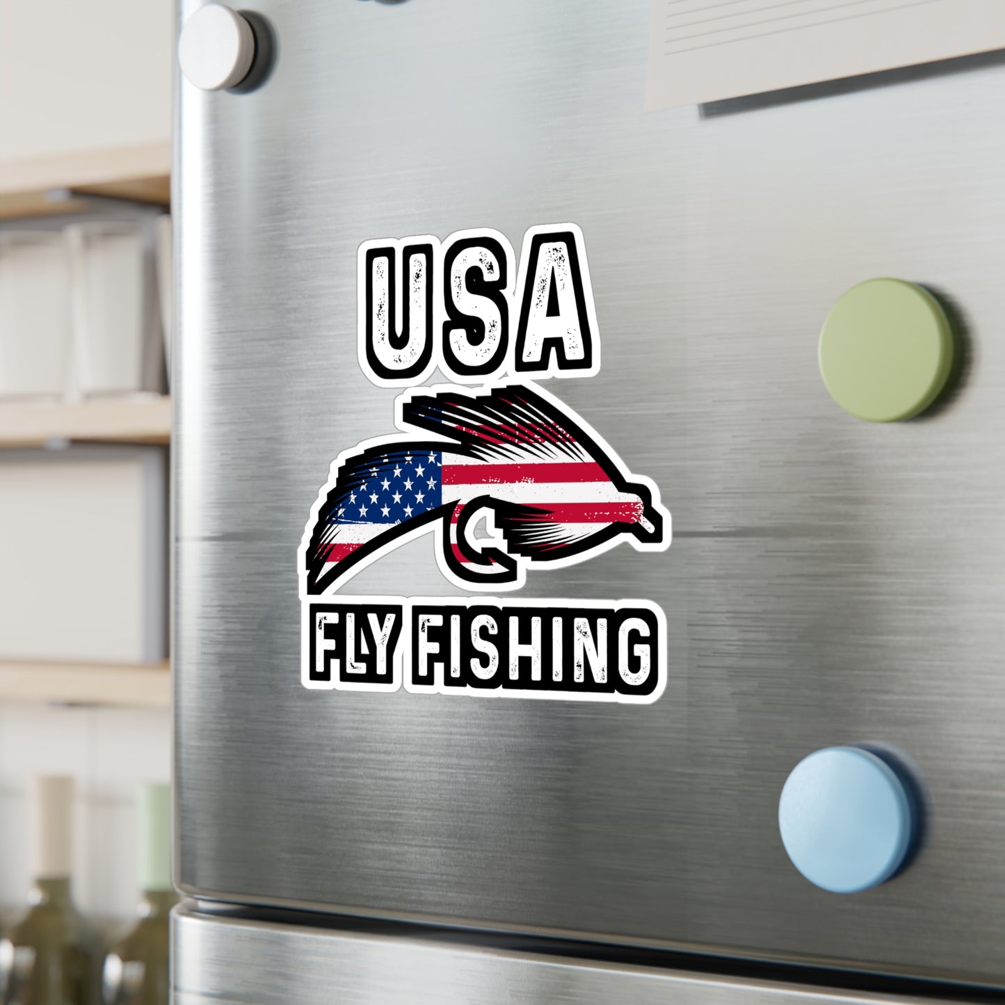 USA Fly Fishing - Fly-fishing Sticker for Laptop Sticker. Water Bottle Sticker, Vinyl Angling Decal - Fly-fishing Gift