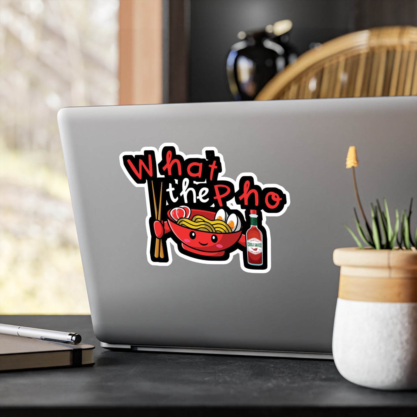 What The Pho - Japanese Sticker for Wall, Laptop, Window, Truck, Car Japanese Gift Vinyl Food Decal Sticker