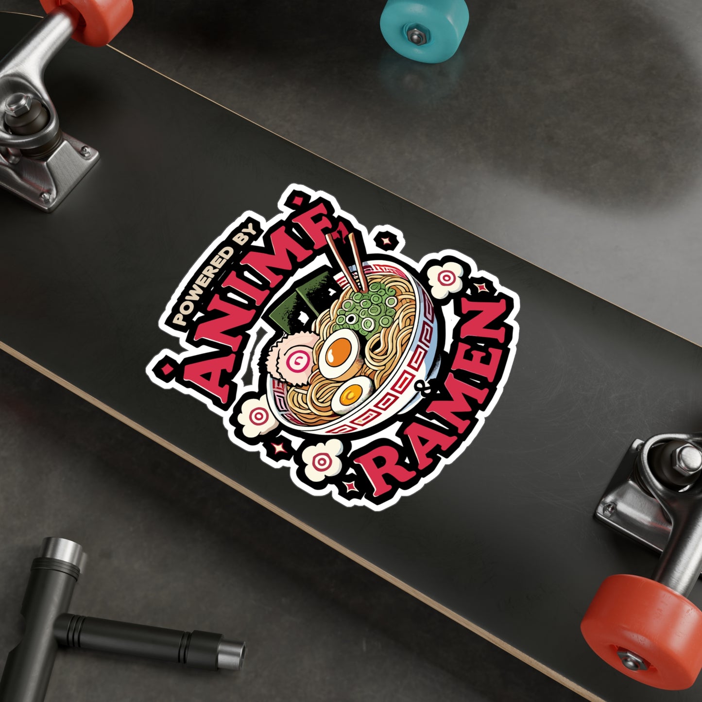 Powered by Anime & Ramen - Anime Sticker for Laptop Sticker. Water Bottle Sticker, Vinyl Ramen Decal - Anime Gift