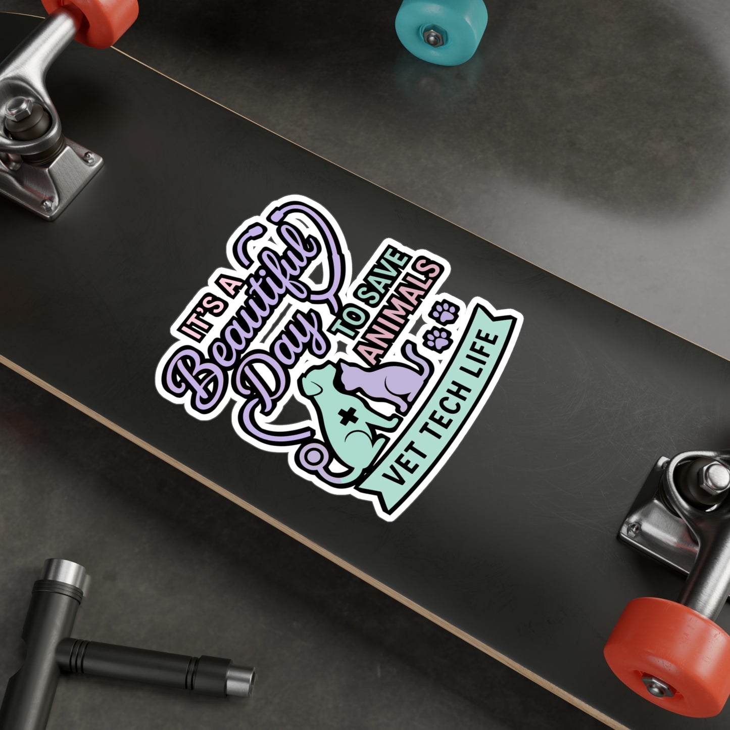 It’s a Beautiful Day to Save Animals – Vet Tech Sticker for Laptop or Water Bottle | Vinyl Veterinarian Decal, Animal Rescue Gift