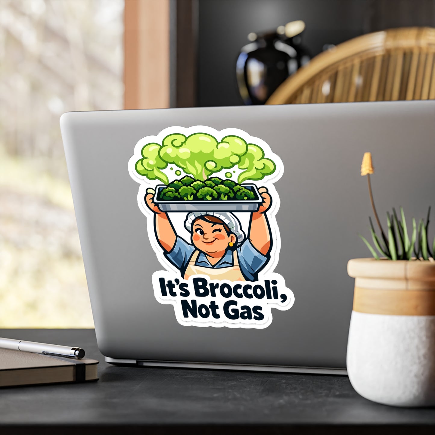 Lunch Lady Sticker It's Broccoli, Not Gas Funny School Canteen Decals Waterproof Vinyl for Laptop Water Bottle