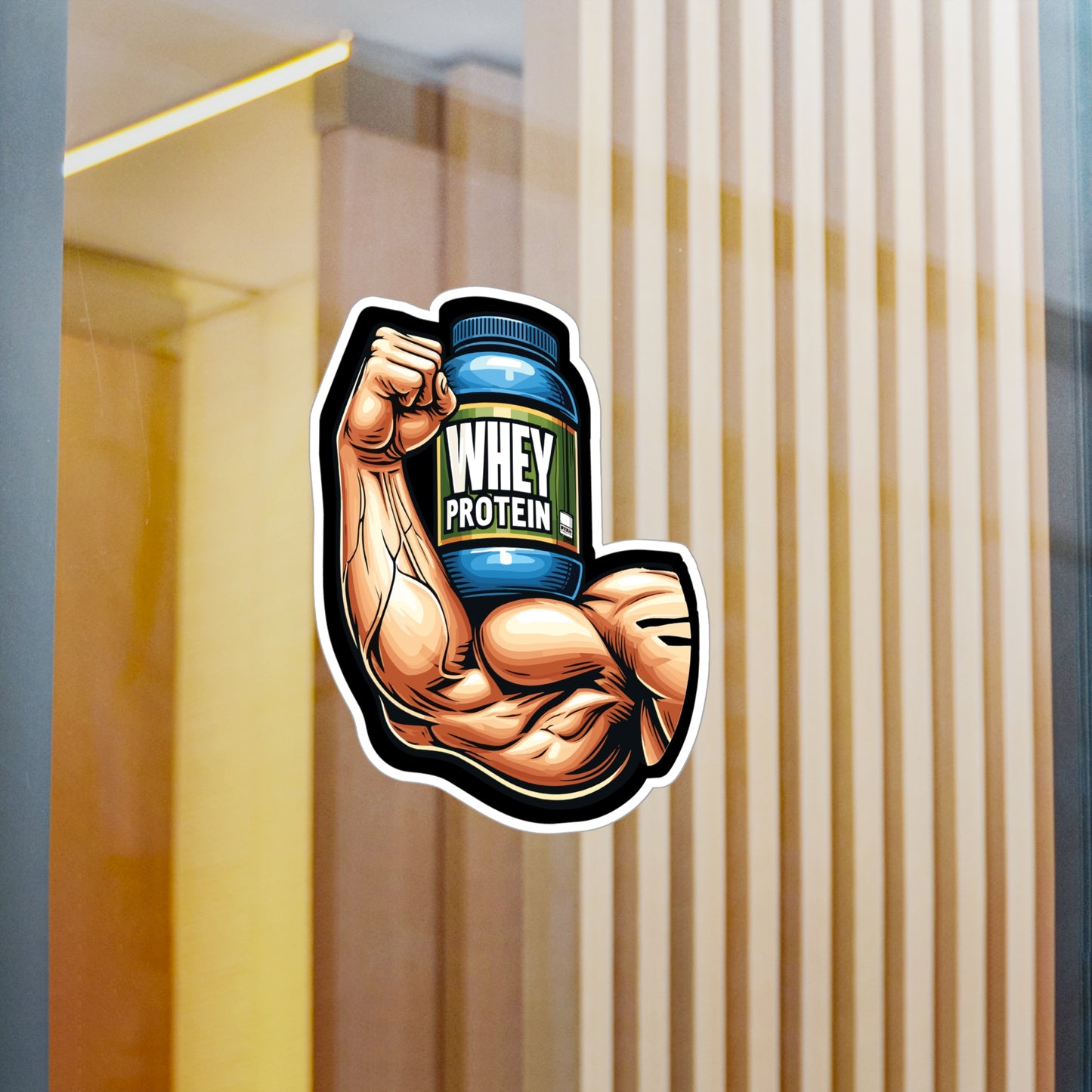 Whey Protein Muscle - Workout Sticker for Car Window Laptop Sticker. Water Bottle Sticker, Vinyl Protein Decal, Whey Sticker - Workout Gift