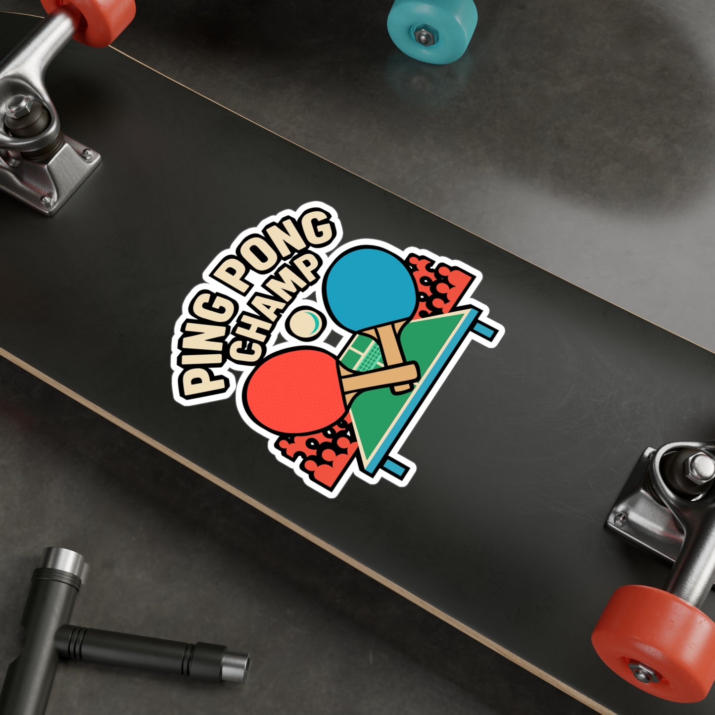 Ping Pong Champ – Vinyl Sticker for Laptop or Water Bottle | Funny Table Tennis Gift, Sports Decal