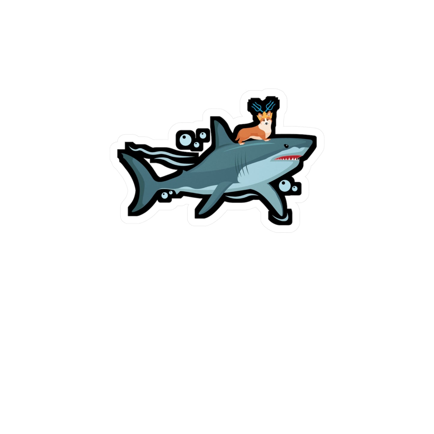 Aquadog Corgi - King of the Sea - Sharks Sticker for Laptop Sticker. Water Bottle Sticker, Vinyl Marine Decal - Sharks Gift