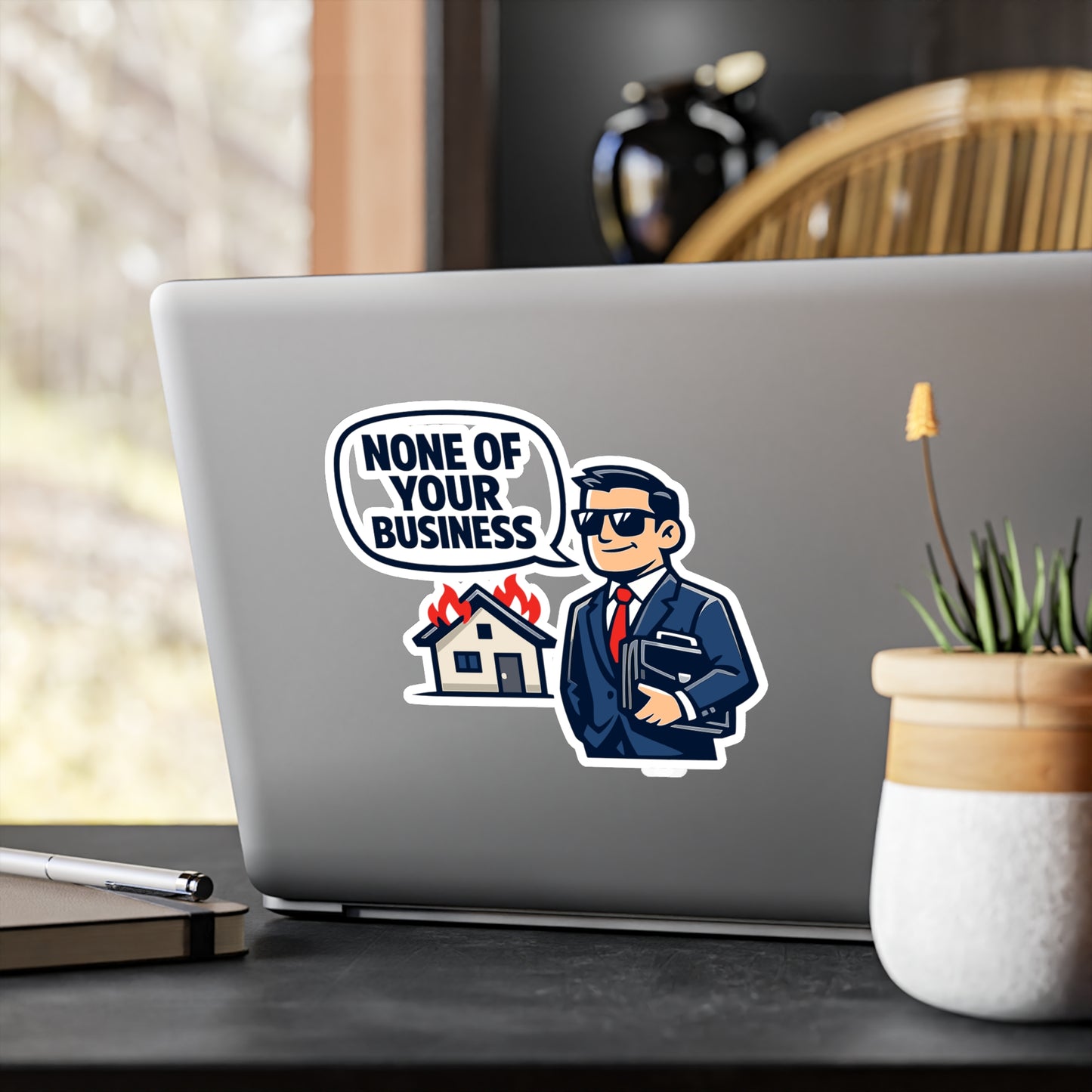 Insurance Agent Sticker "None of Your Business" Waterproof Vinyl Decals for Laptop, Water Bottle – Policy Premium Liability Humor