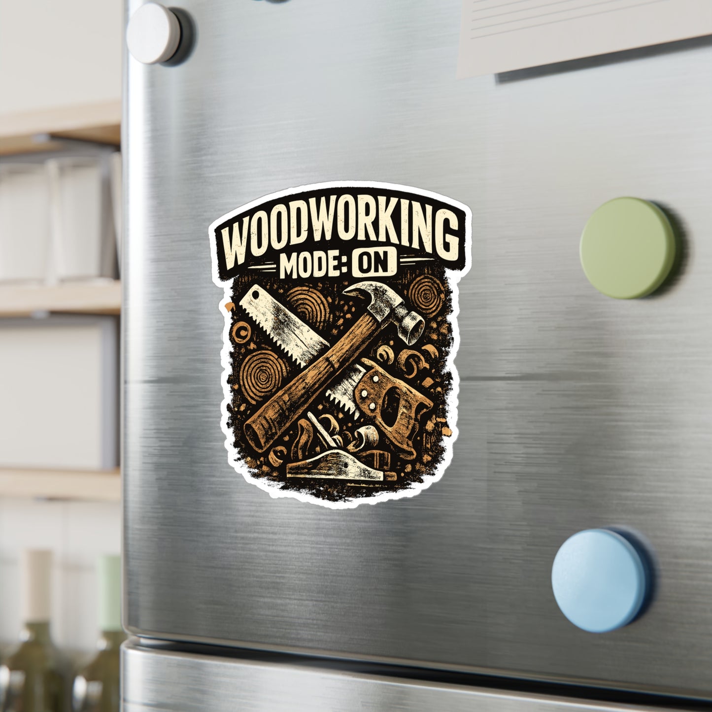Carpenter Sticker Woodworking Mode On Funny Woodworker Decals, Waterproof Vinyl for Laptop Water Bottle