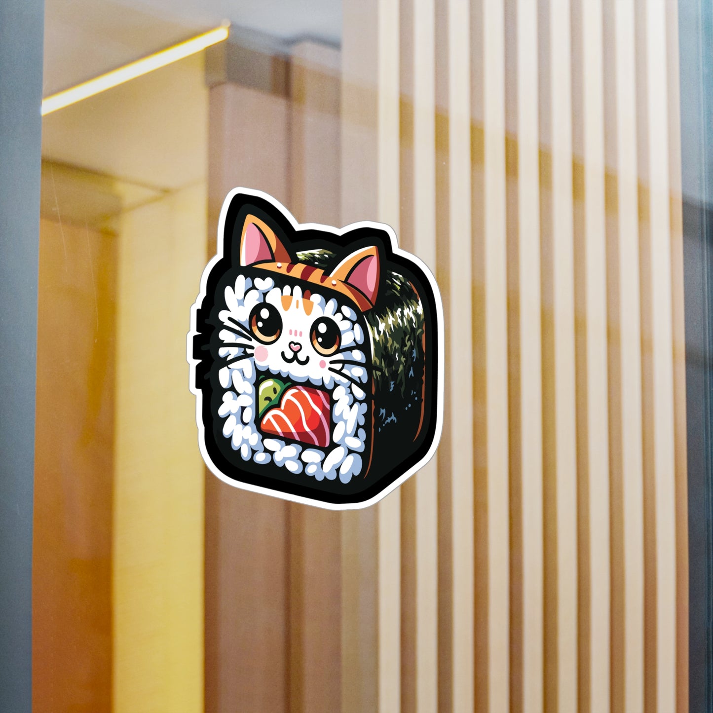 Sushi Cat - Sushi Sticker for Car Window Laptop Sticker. Water Bottle Sticker, Vinyl Fish Decal, Rolls Sticker - Sushi Gift
