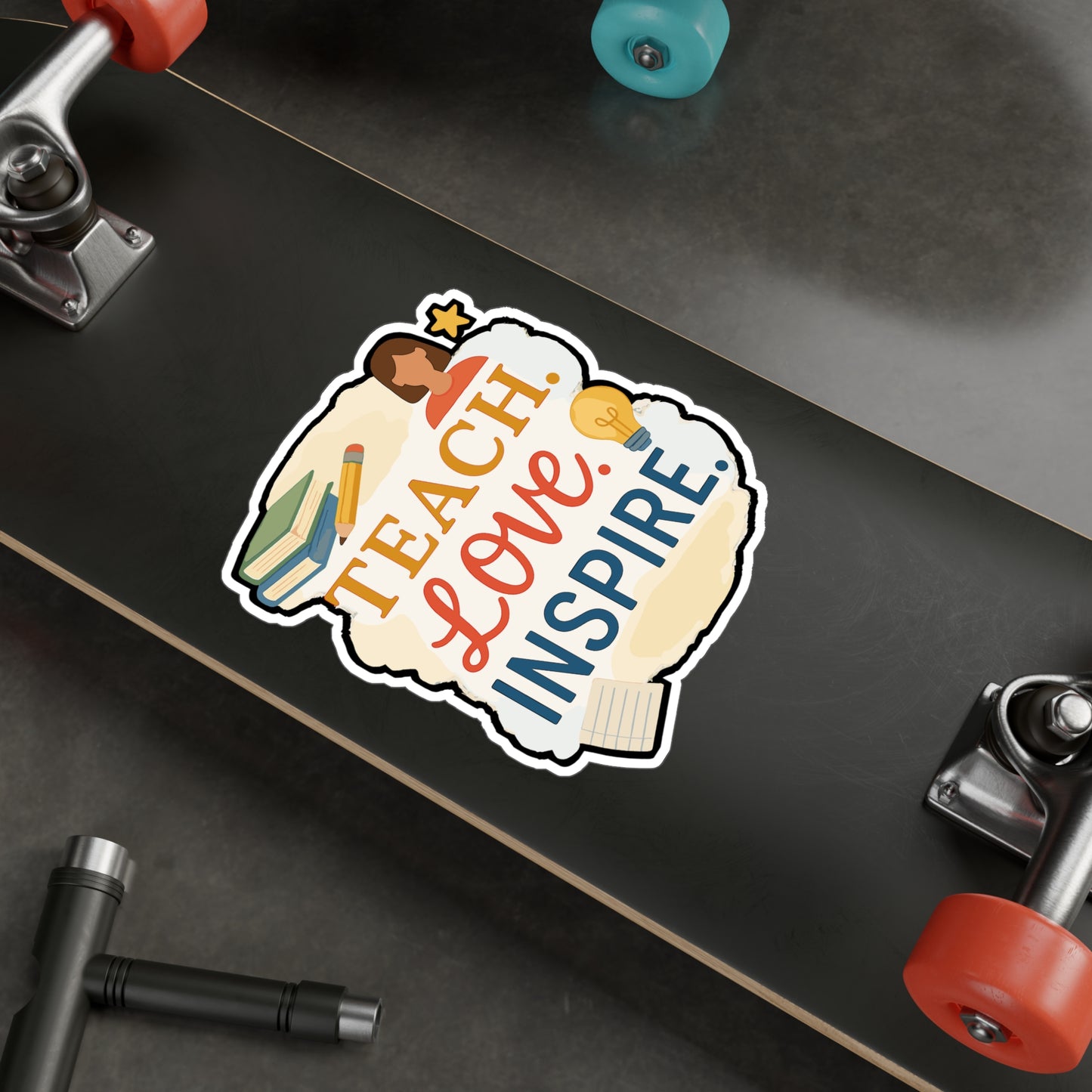 Teach Love Inspire - Teacher Sticker for Laptop, Water Bottle - Gift for Teachers, Educators, Classroom Decor