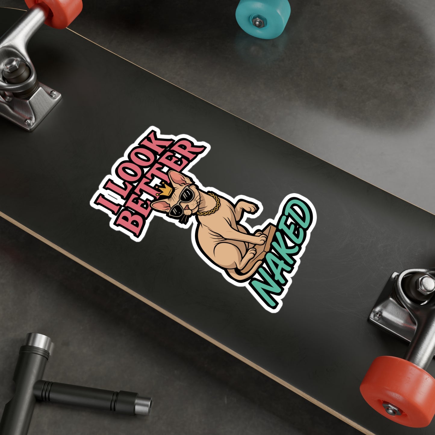 I Look Better Naked – Sphynx Cat Sticker | Funny Vinyl Decal for Car, Laptop, Water Bottle | Bald Cat Gift