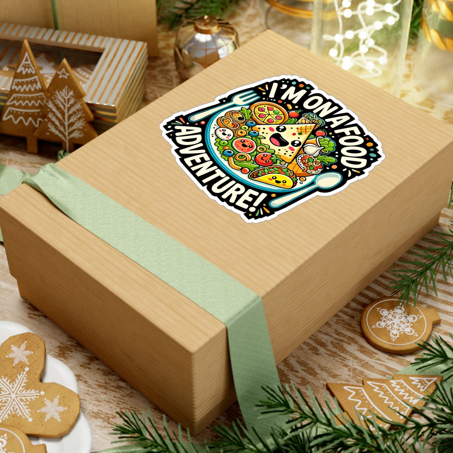 I'm on a Food Adventure - Food lover Sticker for Laptop Sticker. Water Bottle Sticker, Vinyl Foodie Decal - Food lover Gift