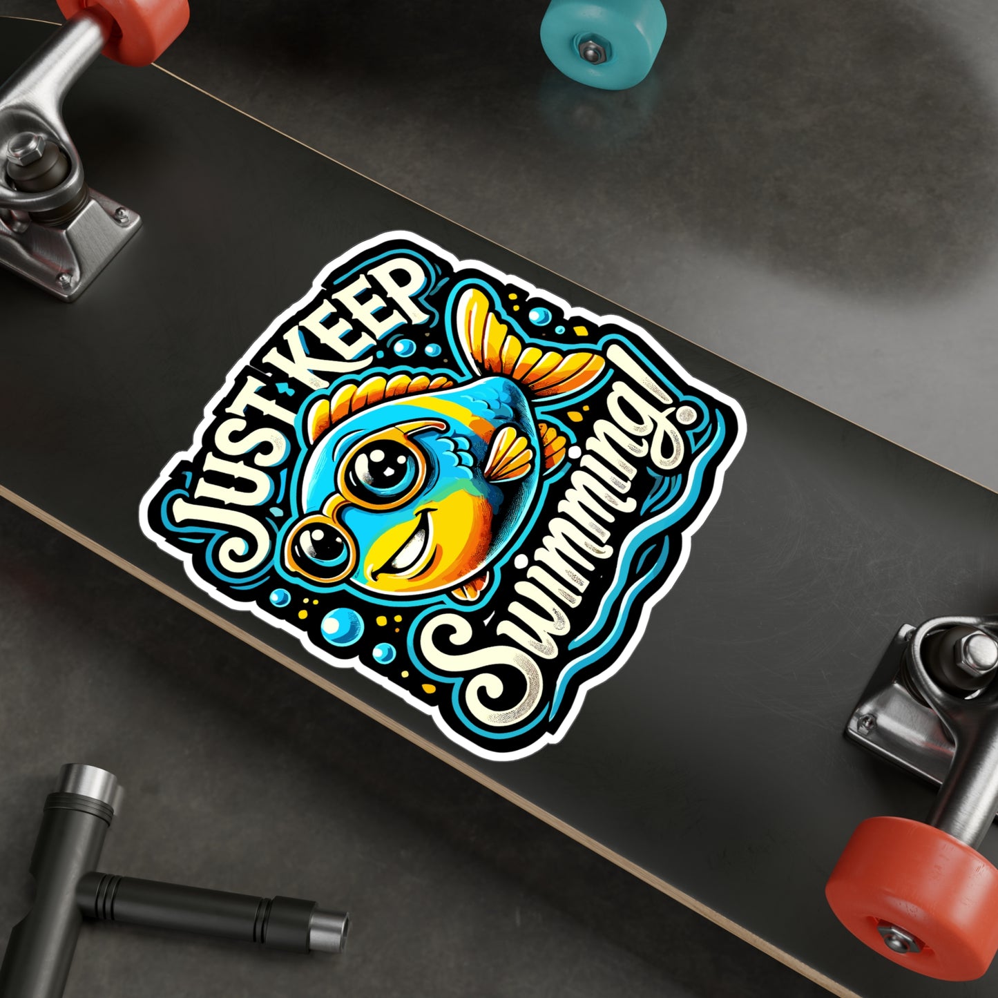 Just Keep Swimming - Motivational Sticker for Laptop Sticker. Water Bottle Sticker, Vinyl Positive Decal - Motivational Gift