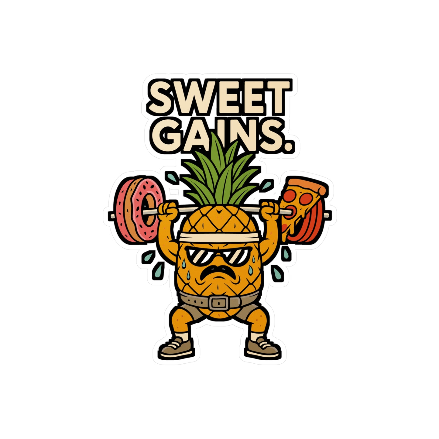 Sweet Gains - Gym Sticker for Water Bottle, Laptop, Fitness Lovers, Motivational Workout Gift for Men & Women