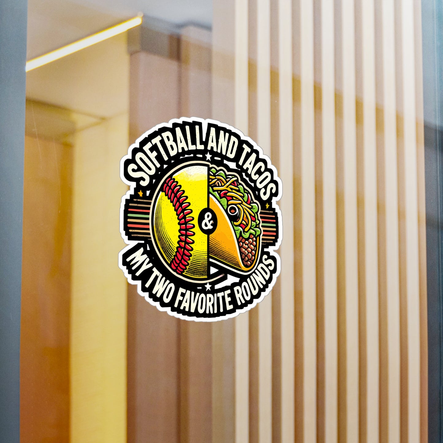 Softball and Tacos My Two Favorite Rounds - Softball Sticker for Laptop Sticker. Water Bottle Sticker, Vinyl Taco Decal - Softball Gift