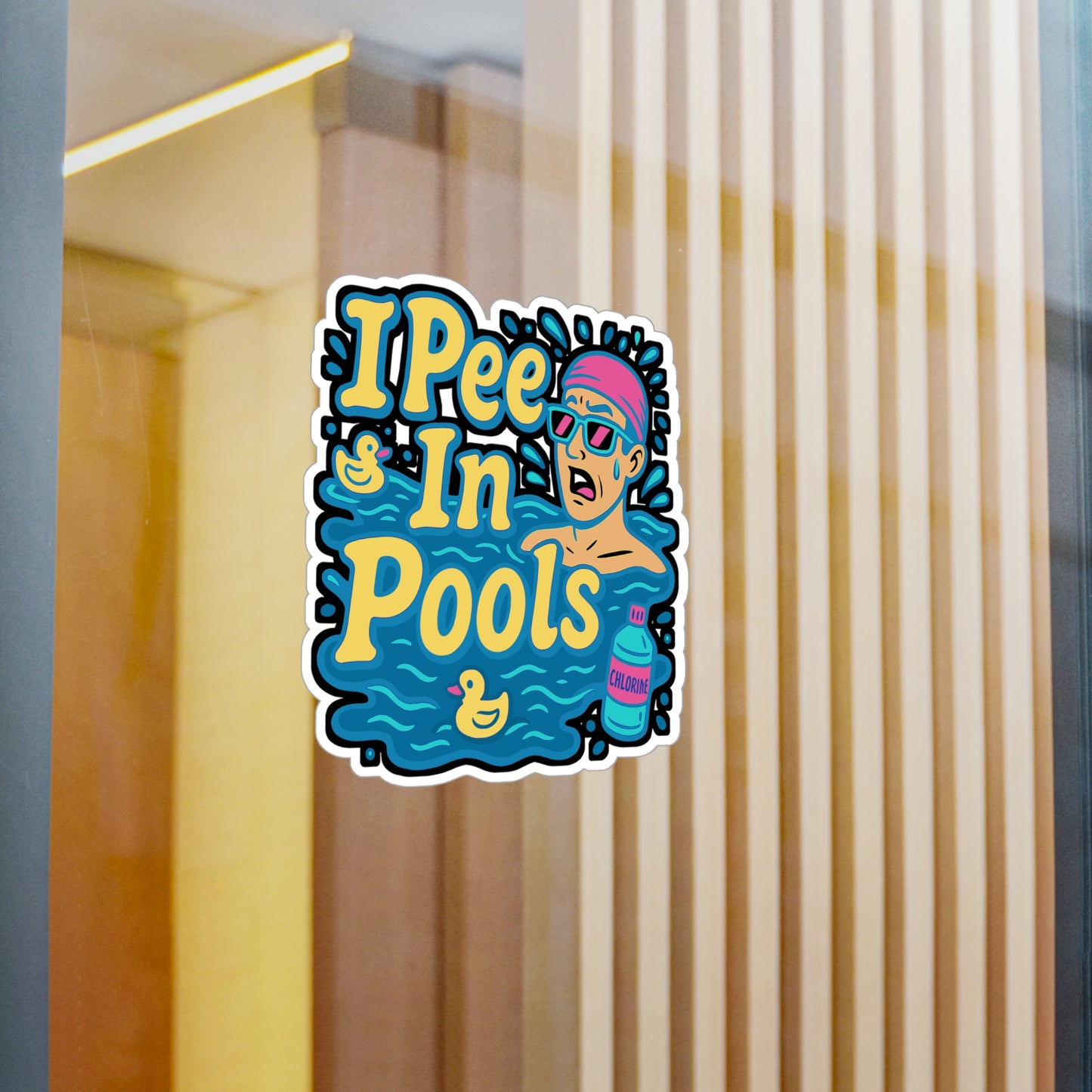 Swimming Sticker – Funny "I Pee In Pools" Decals for Swimmer or Scuba-Diver, Waterproof Vinyl Swimming Sticker for Laptop, Water Bottle, Pool Accessories