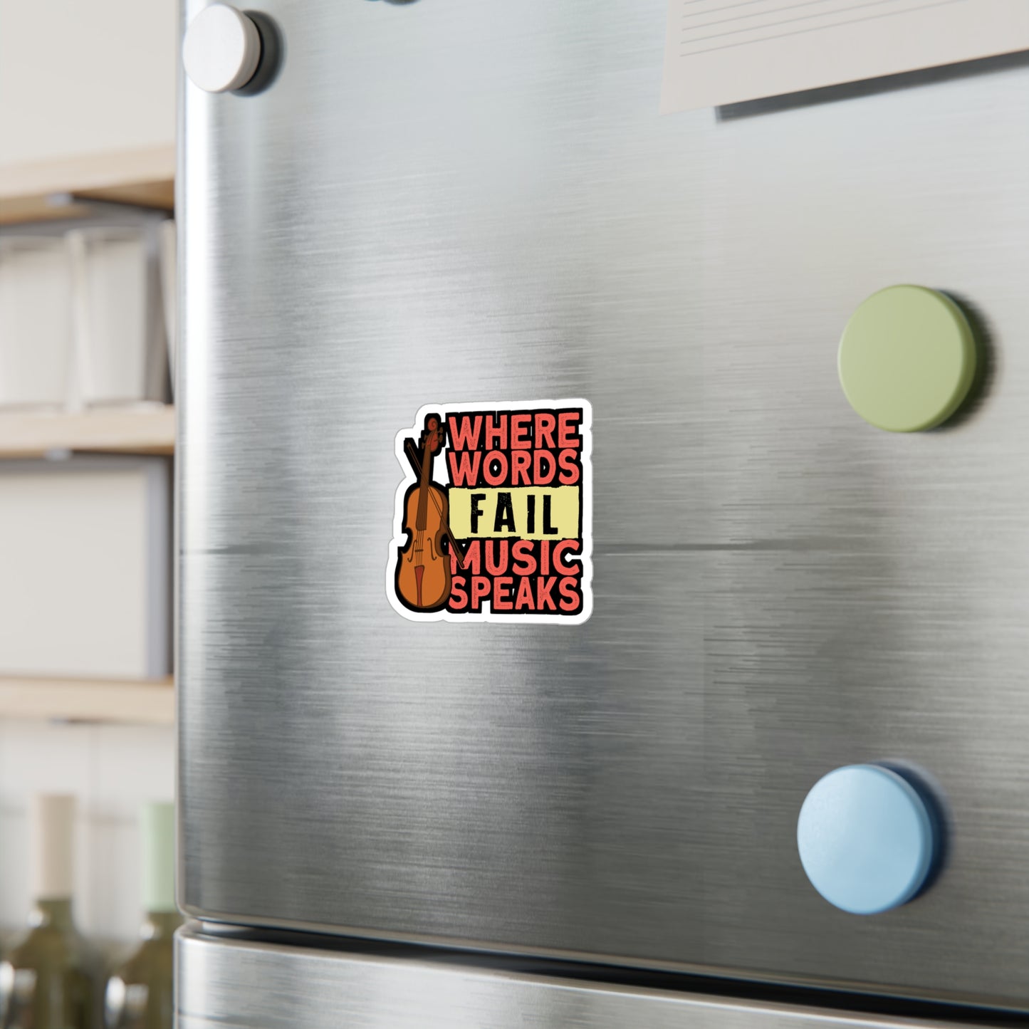 Where Words Fail Music Speaks - Teacher Sticker for Laptop Sticker. Water Bottle Sticker, Vinyl Musical Decal - Teacher Gift