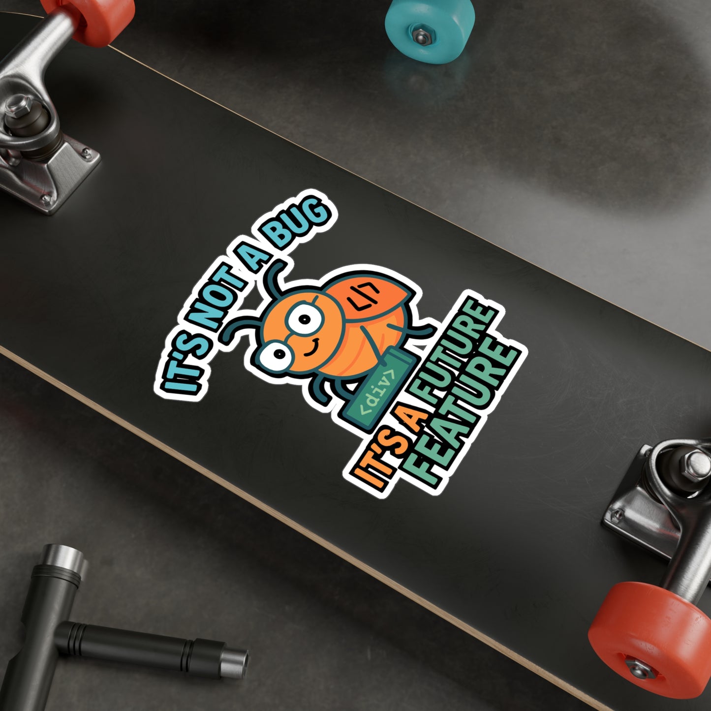 Programming Sticker – "Its Not A Bug Its A Future Feature" Coding Decal, Vinyl Waterproof Developer Stickers for Laptop, Water Bottle, Software Gift