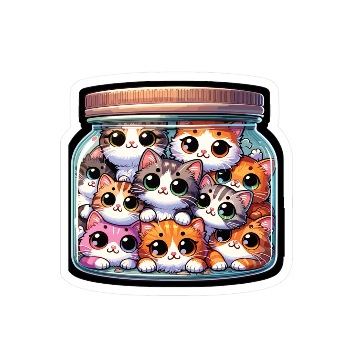 Cute Cats in a Jar - Cats Sticker for Car Window Laptop Sticker. Water Bottle Sticker, Vinyl Jar Decal, Adorable Sticker - Cats Gift