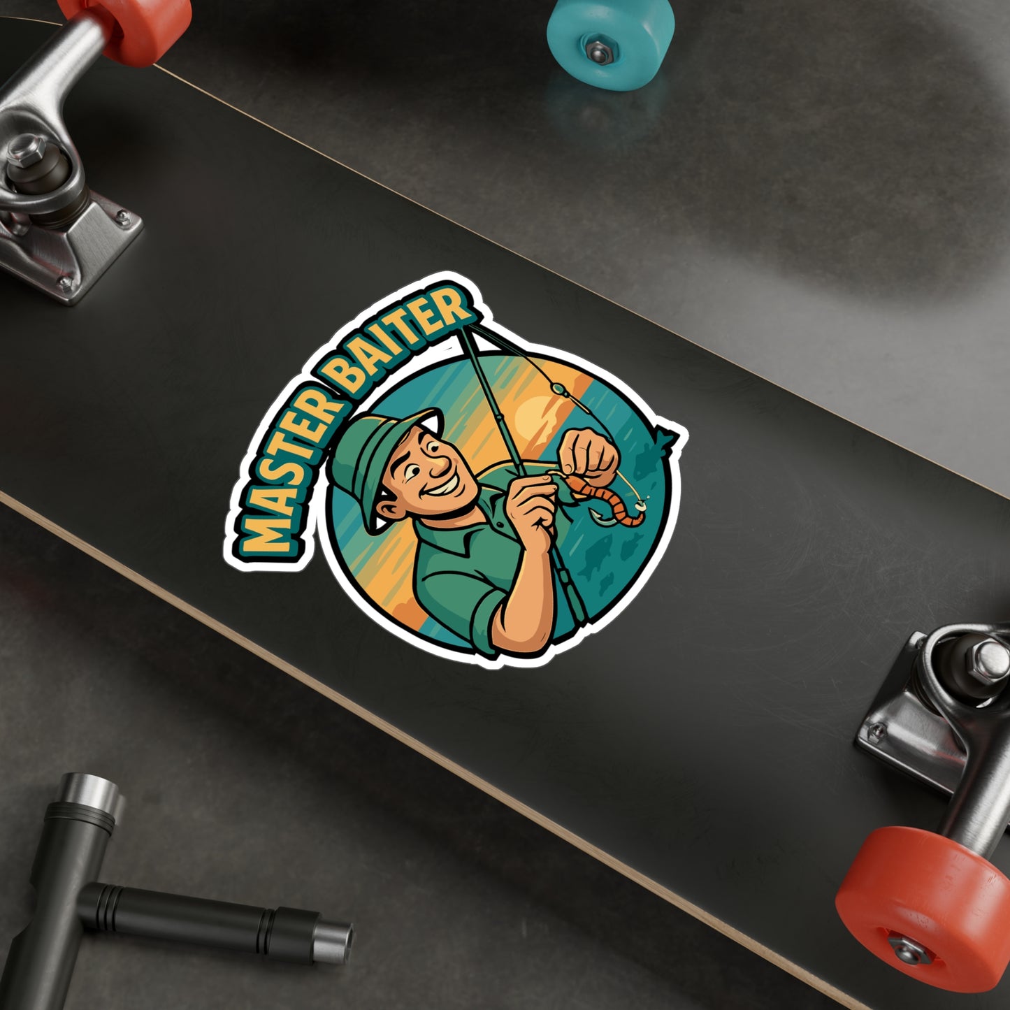 Fishing Sticker – "Master Baiter" Vinyl Decals for Angler & Fisherman, Waterproof, Perfect for Tackle Box, Laptop, Funny Angling Gift