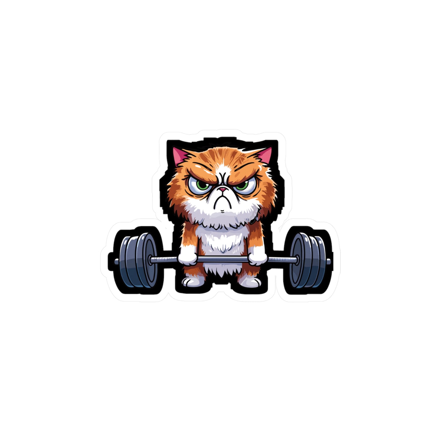 Deadlift Cat Bodybuilding - Weightlifting Sticker for Laptop Sticker. Water Bottle Sticker, Vinyl Muscles Decal - Weightlifting Gift