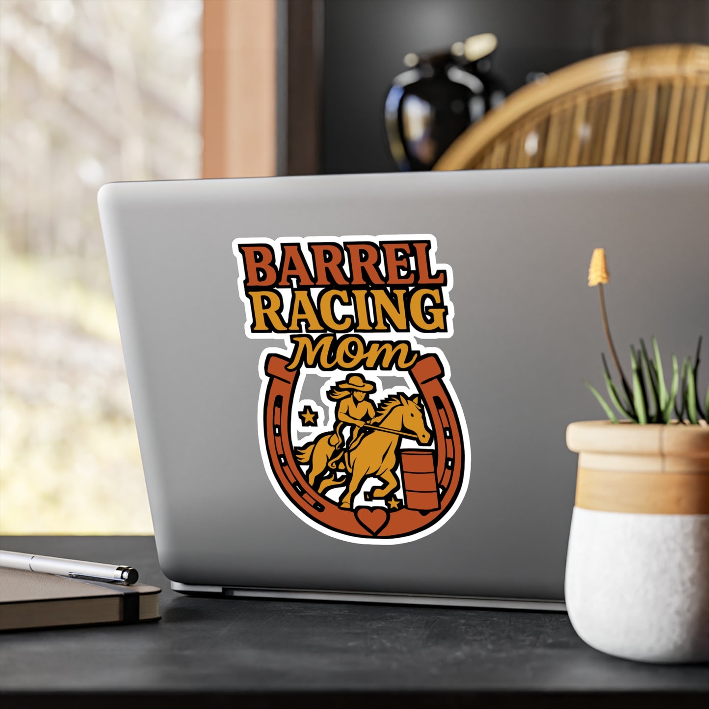 Barrel Racing Mom – Barrel Racing Sticker for Laptop, Water Bottle, Vinyl Horse Decal | Rodeo Gift, Equestrian Accessory
