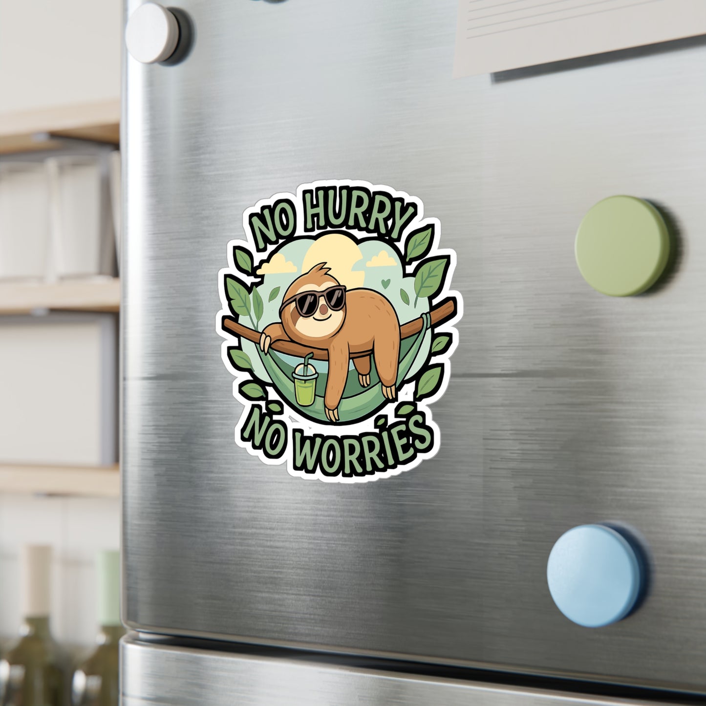 Sloth Sticker – No Hurry No Worries Decals for Laptop, Bed, or Water Bottle | Cute Sleepy Sloth Design, Waterproof Vinyl Sheets