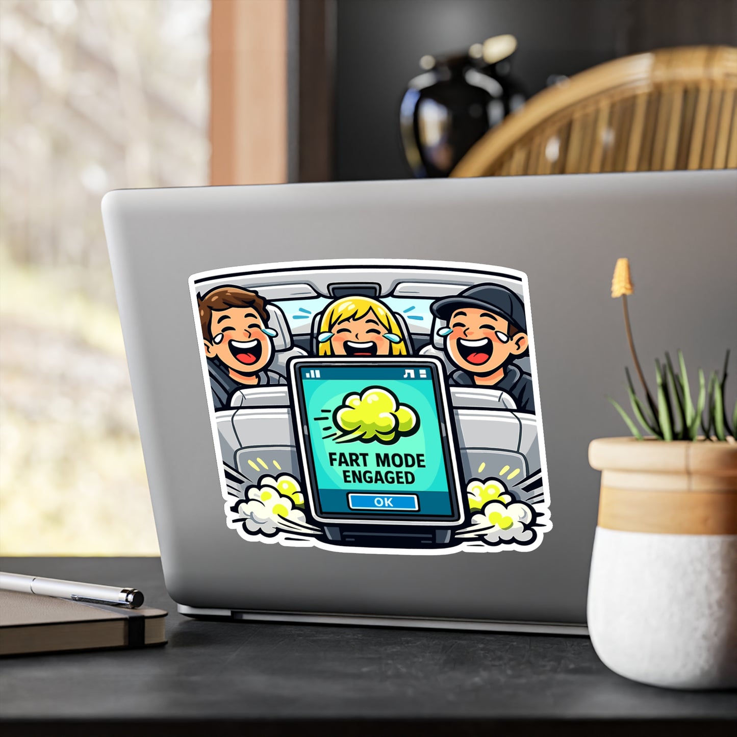 Electric Car Sticker Fart Mode Engaged Funny Waterproof Vinyl decals for electric vehicle Laptop or Water Bottle rechargeable battery theme