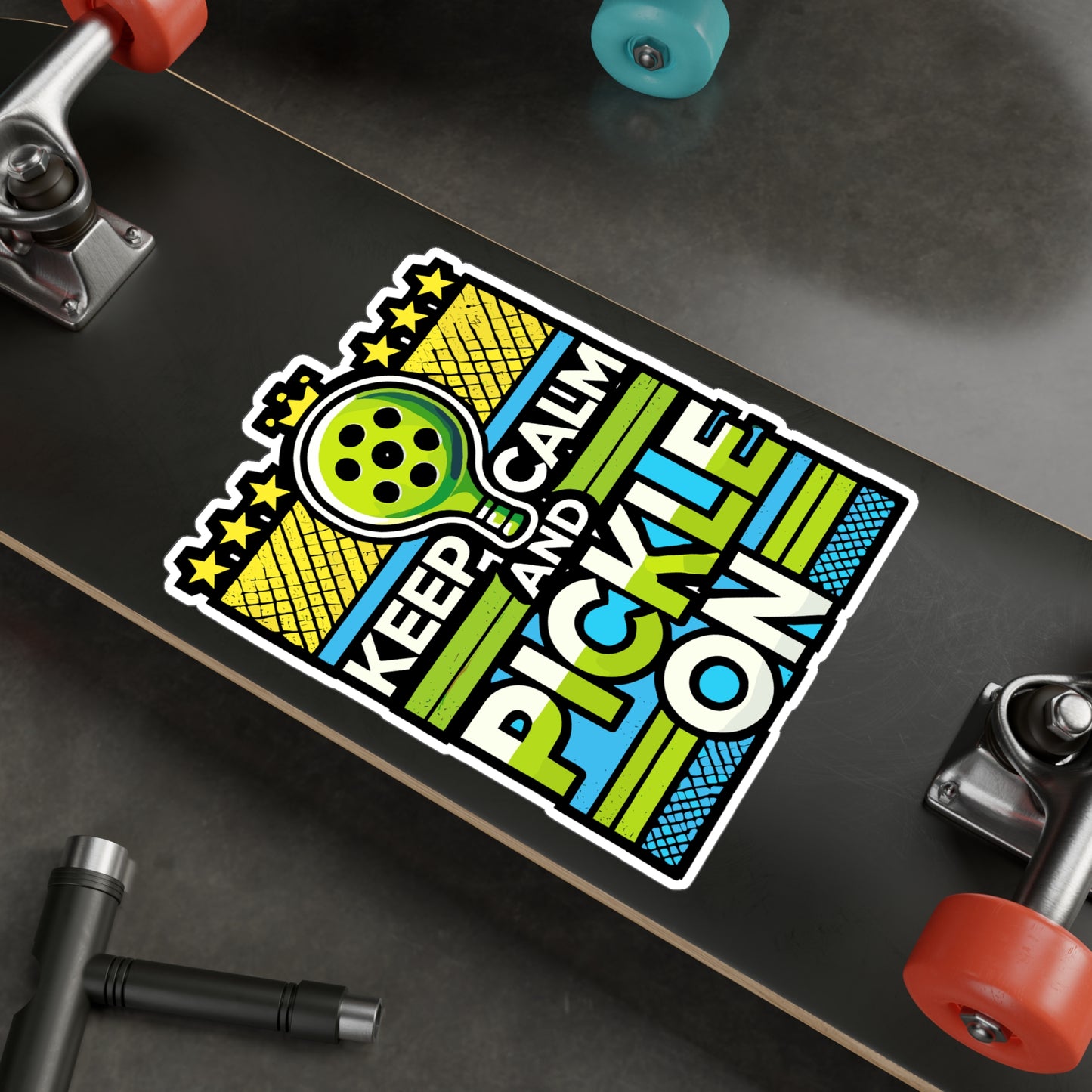 Keep Calm And Pickle On - Pickleball Sticker for Laptop Sticker. Water Bottle Sticker, Vinyl Dink Decal - Pickleball Gift