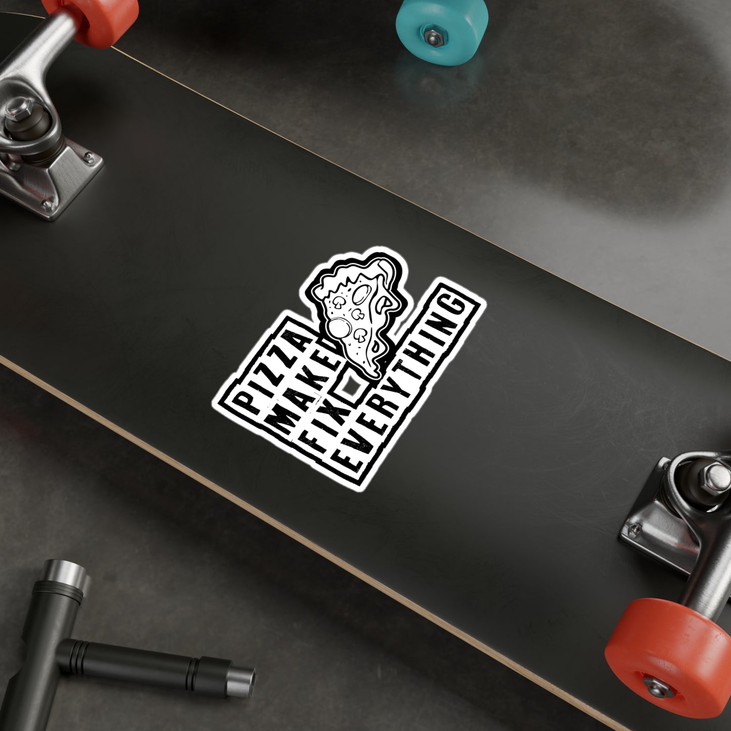 Pizza make fix everything - Pizza Sticker for Laptop Sticker. Water Bottle Sticker, Vinyl Pyramid Decal - Pizza Gift