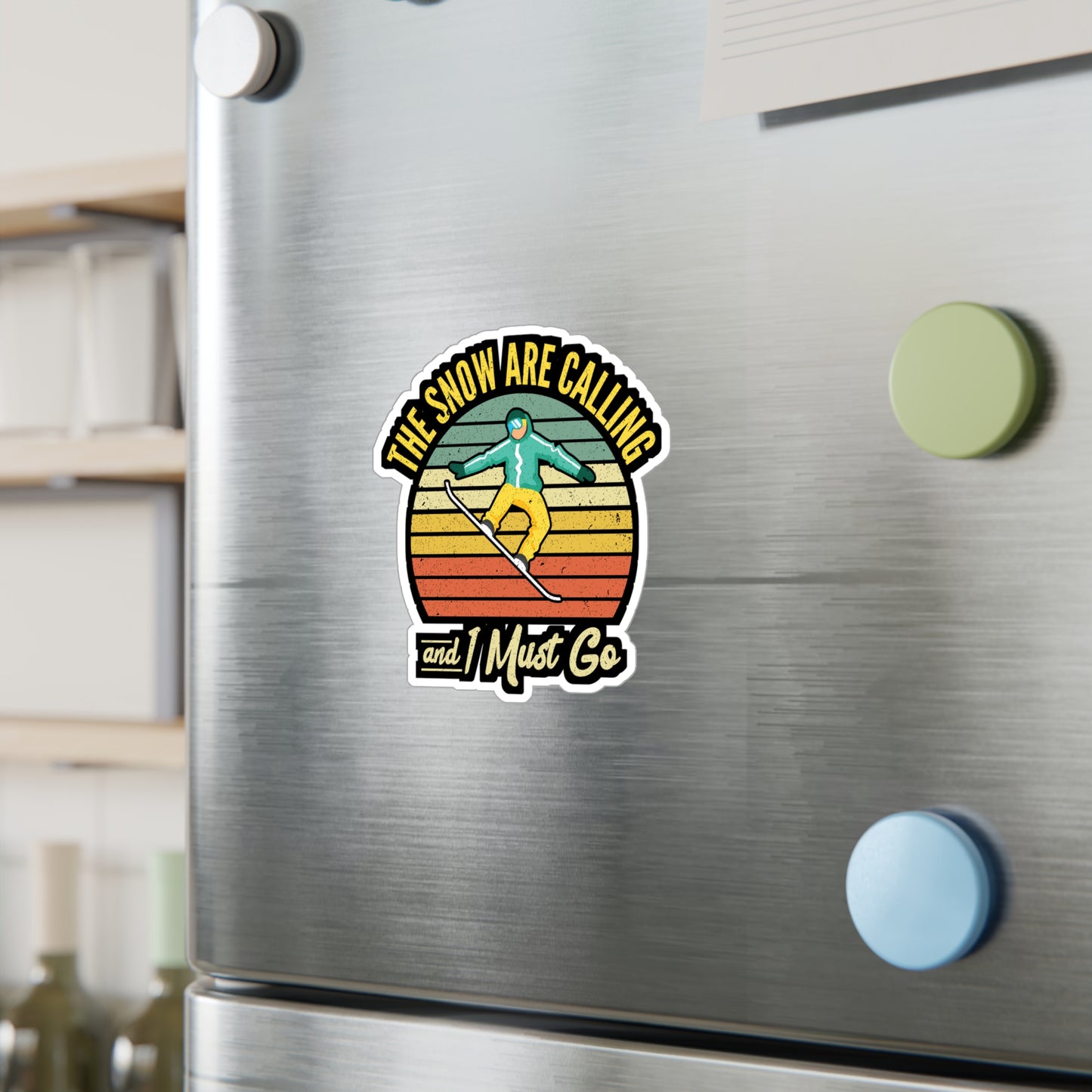 The Snow Are Calling and i Must Go - Snowboarding Sticker for Laptop Sticker. Water Bottle Sticker, Vinyl Snowboarders Decal - Snowboarding Gift